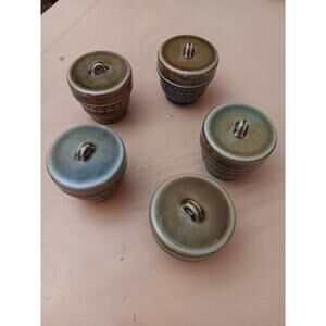 5 VINTAGE 1960’s WADE COOPER EGG CODDLER W / SCREW-ON LID RARE MADE IN IRELAND